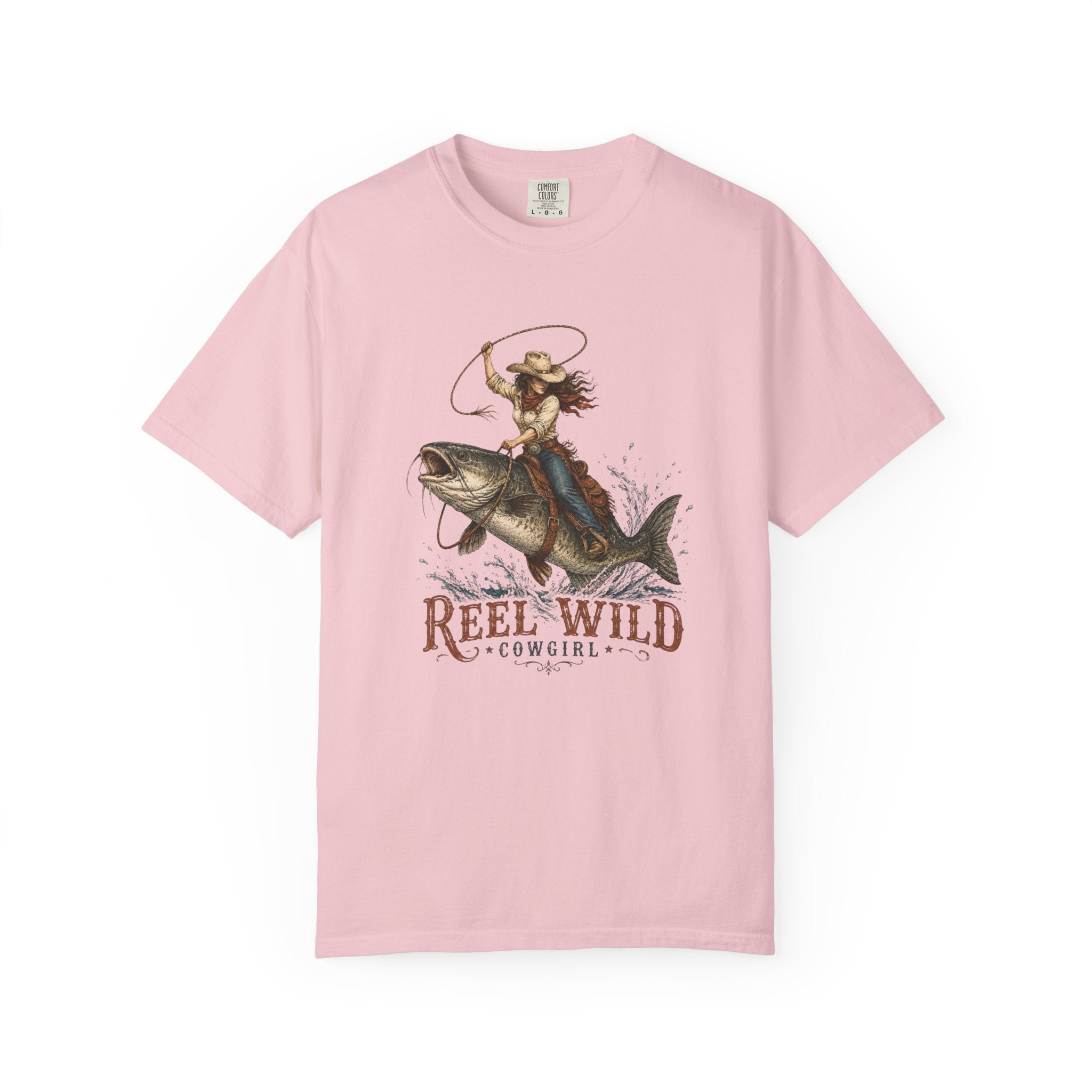 Reel Wild Cowgirl Riding Fish T-Shirt