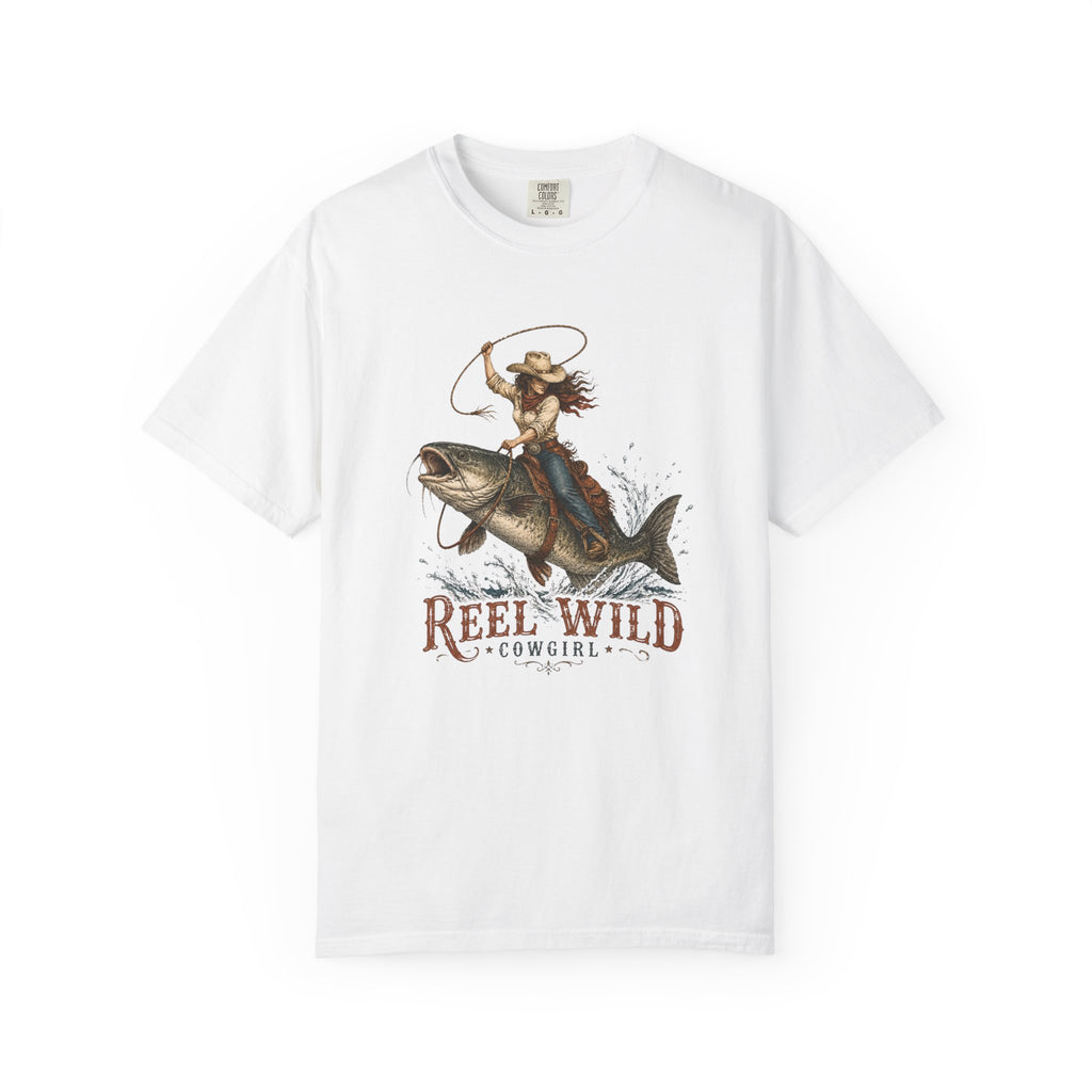 Reel Wild Cowgirl Riding Fish T-Shirt