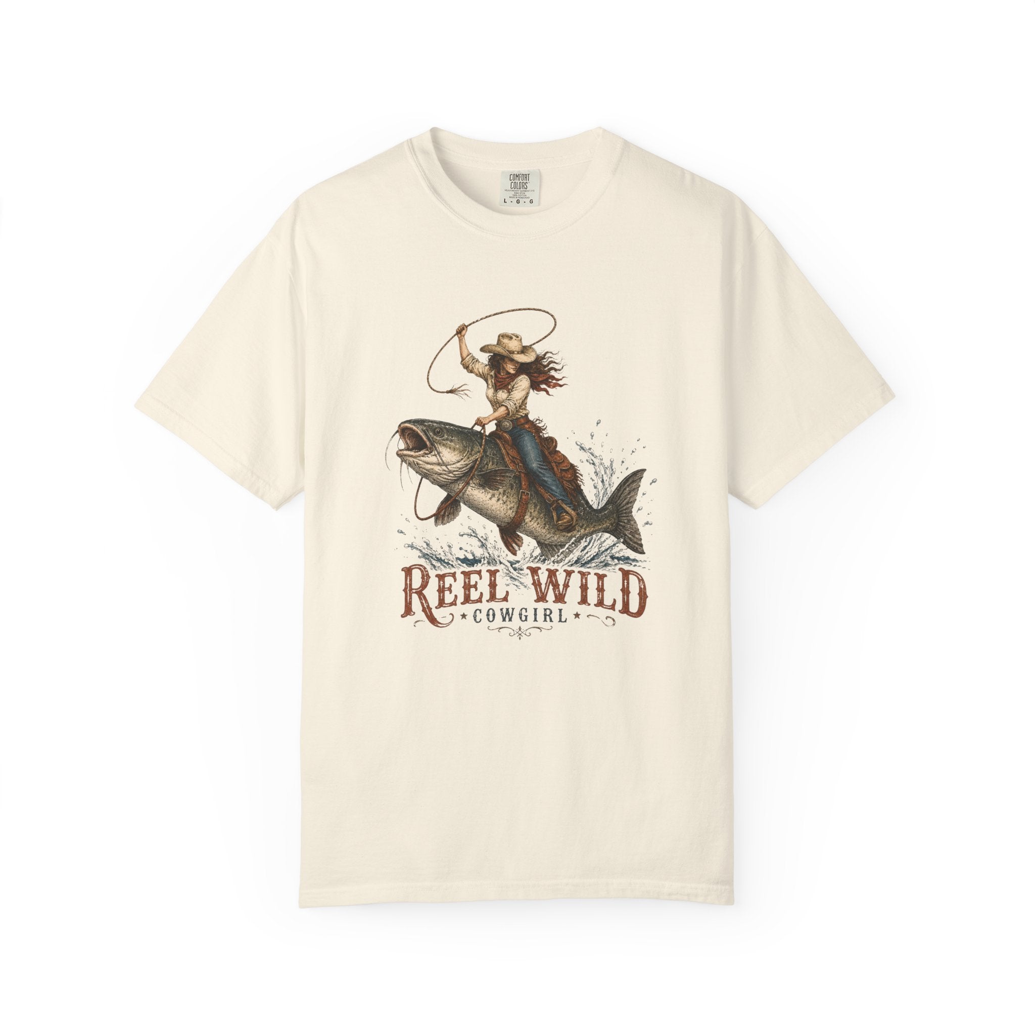 Reel Wild Cowgirl Riding Fish T-Shirt