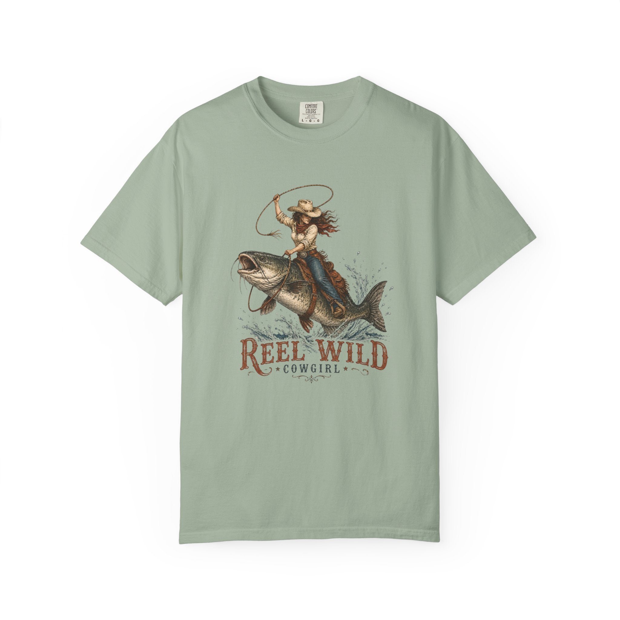 Reel Wild Cowgirl Riding Fish T-Shirt