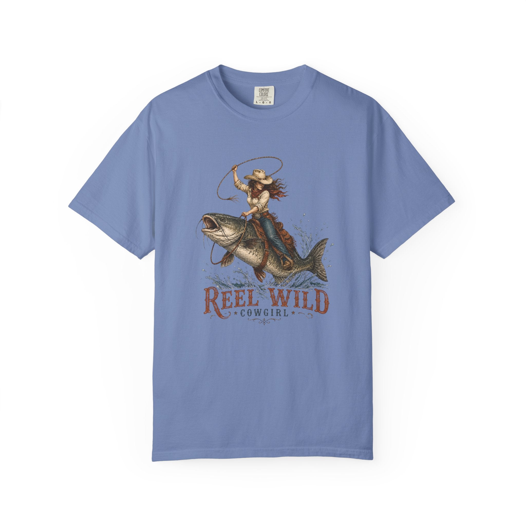 Reel Wild Cowgirl Riding Fish T-Shirt