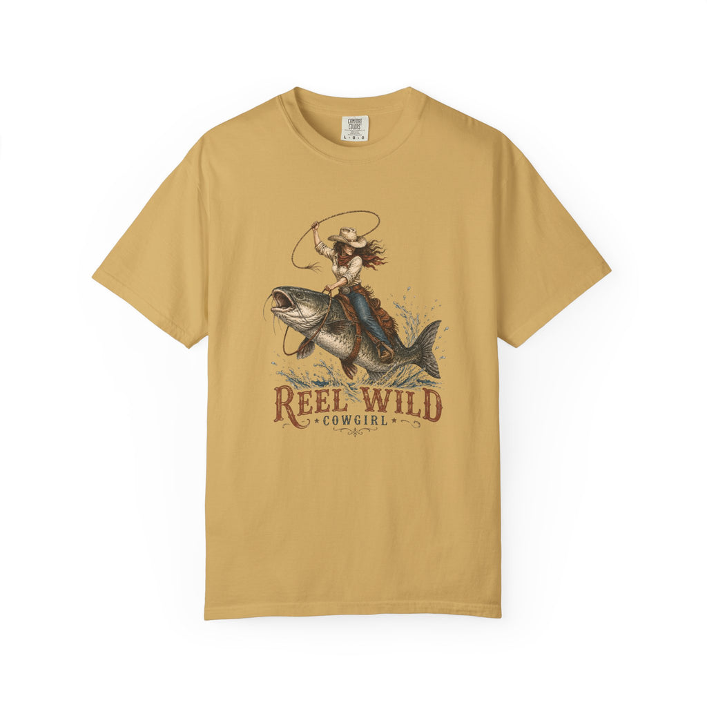 Reel Wild Cowgirl Riding Fish T-Shirt