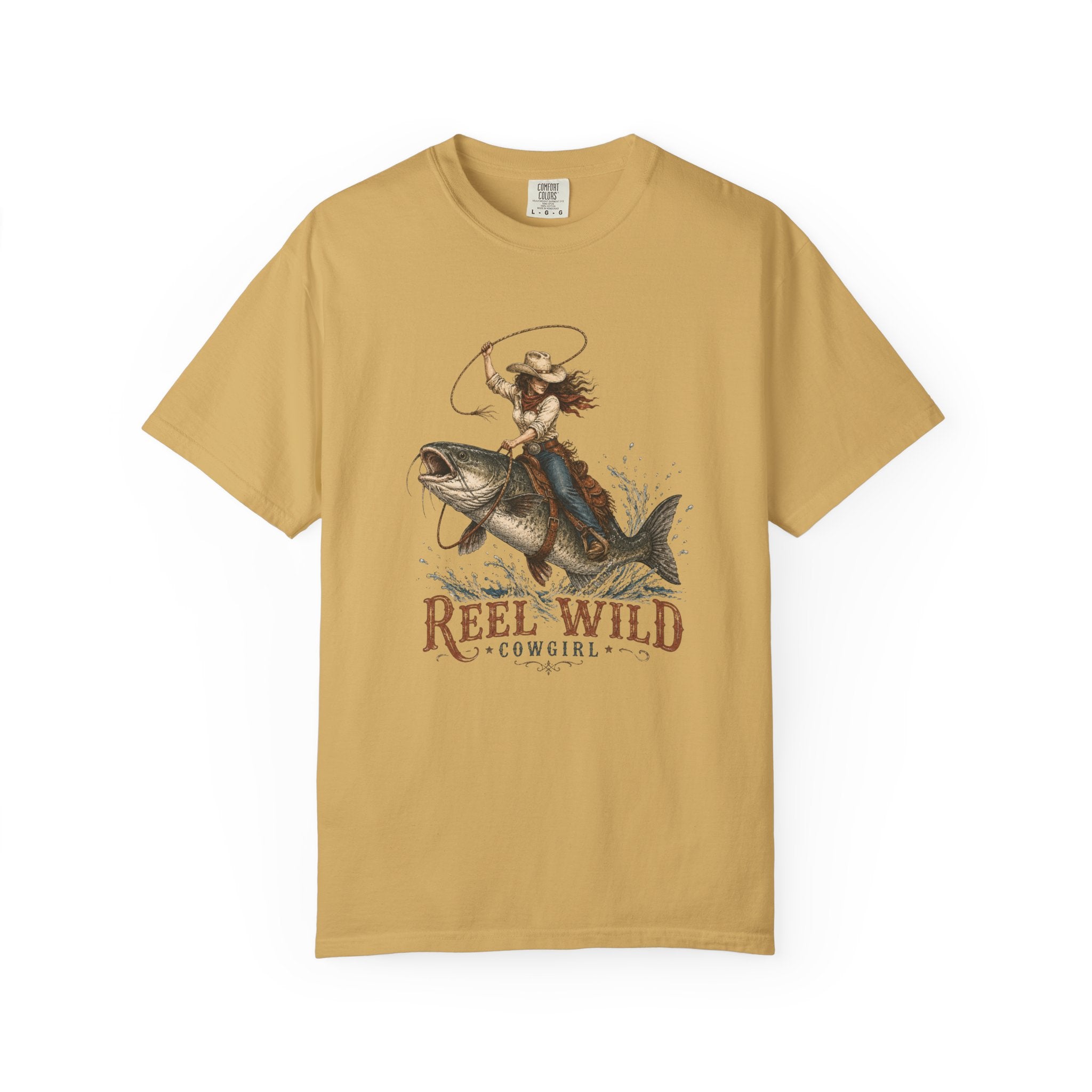 Reel Wild Cowgirl Riding Fish T-Shirt